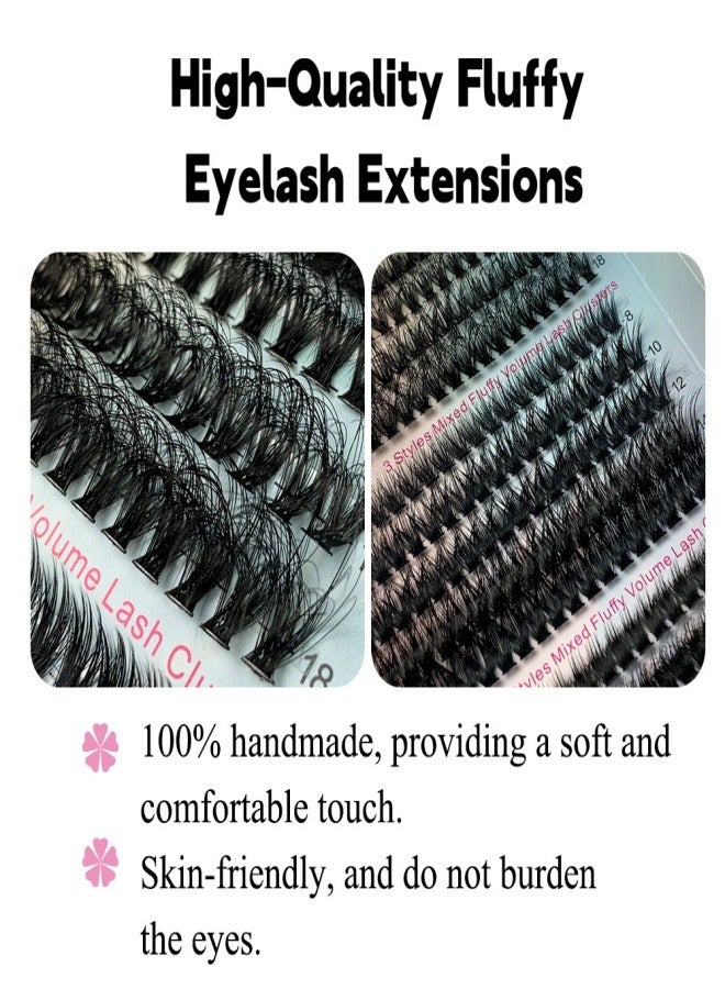 Generic 300PCS Curly Fluffy Individual Eyelashes，Soft Curly  False  Lashes， Natural Looking DIY Eyelash Extensions Fluffy False Eyelash Individual Eyelash Clusters Reusable Eyelash Extensions 8- 16mm, 3 Curls D60 D80 D100  for Make up  - Image 3