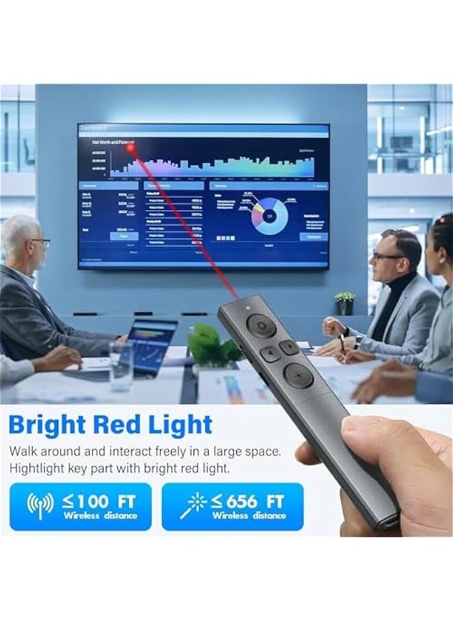 TRASSLE 2-in-1 USB Type C Presentation Clicker, Rechargeable Wireless Presenter Remote,Pointer for Presentations Slide Advancer with Volume Control for Mac,Computer, PPT  - Image 3