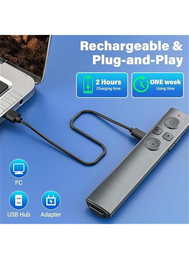 TRASSLE 2-in-1 USB Type C Presentation Clicker, Rechargeable Wireless Presenter Remote,Pointer for Presentations Slide Advancer with Volume Control for Mac,Computer, PPT  - Image 4