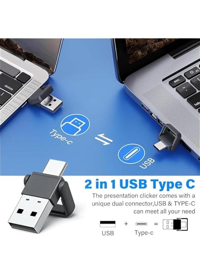 TRASSLE 2-in-1 USB Type C Presentation Clicker, Rechargeable Wireless Presenter Remote,Pointer for Presentations Slide Advancer with Volume Control for Mac,Computer, PPT  - Image 5