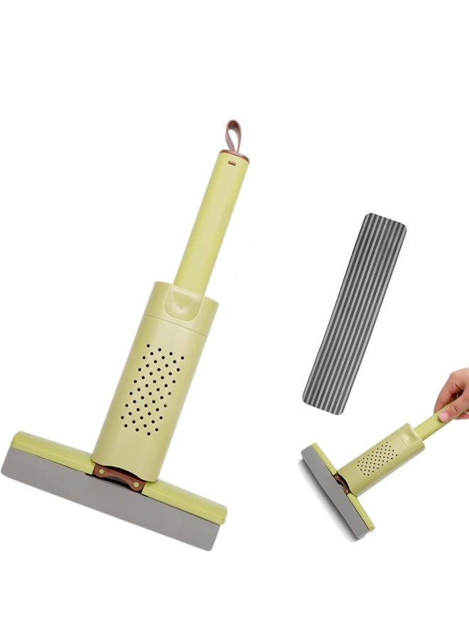 HOMESTAR Mini Mop, Portable Squeeze Mop with 1 Mop Heads, Sponge Mop, Hands-Free Squeeze Mop, Hand Washable Desktop Wring Function Mop for Worktop Cleaning, Kitchen and Bathroom - Image 1