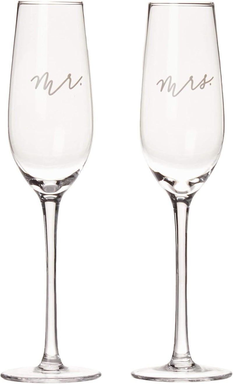 Pearhead Mr  Mrs Champagne Flute Set  Elegant His and Hers Wedding Toasting Glasses for Unforgettable Celebrations Bridal Shower and Registry Idea Tall Wine Glasses for Bride and Groom - Image 1