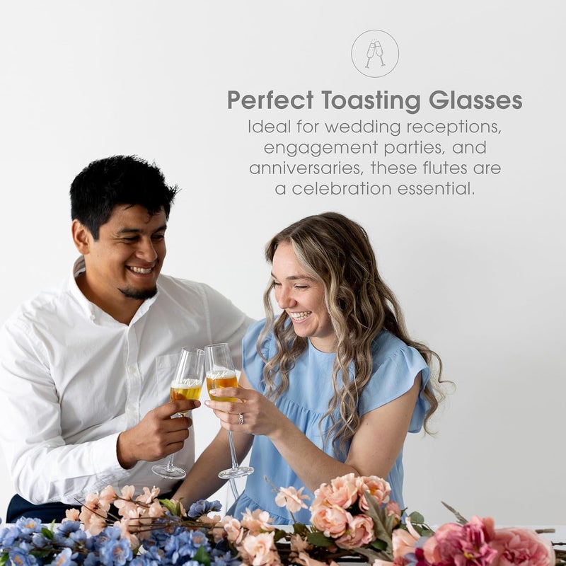 Pearhead Mr  Mrs Champagne Flute Set  Elegant His and Hers Wedding Toasting Glasses for Unforgettable Celebrations Bridal Shower and Registry Idea Tall Wine Glasses for Bride and Groom - Image 2