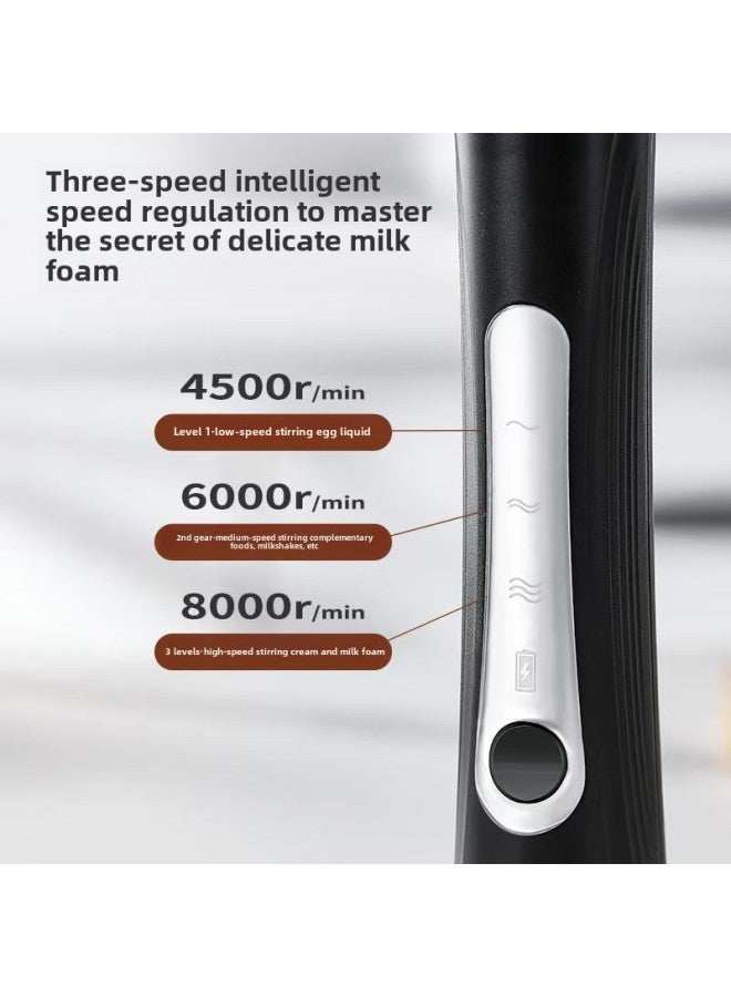 Coffee And Milk Frother Household Milk Frother Electric Charging Wireless Handheld Cake Cream Baking Egg Beater-Color:S-3 White Double Head + Stainless Steel Frame (hot Model On Various Platforms) - Image 3