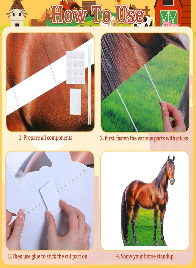 Marsui 6.3 ft Horse Racing Party Cardboard Cutout Stand-up Derby Day Horsing Photo Props Brown Horse Racing PVC Standup Photo Props for Horse Racing Party Derby Day Theme Party Decor Supplies - Image 3
