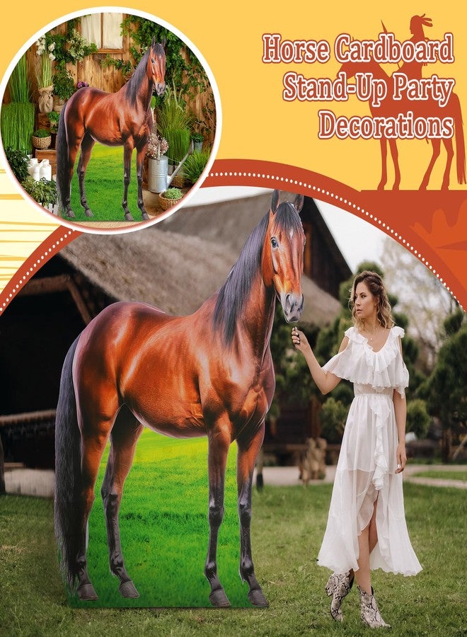 Marsui 6.3 ft Horse Racing Party Cardboard Cutout Stand-up Derby Day Horsing Photo Props Brown Horse Racing PVC Standup Photo Props for Horse Racing Party Derby Day Theme Party Decor Supplies - Image 5
