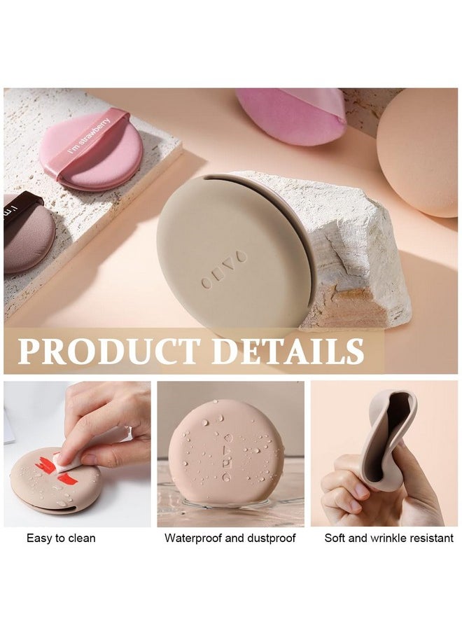 maycreate - ® Silicone Powder Puff Holder, Makeup Sponge Puff Case Organizer For Travel, Soft Skin-Friendly Beauty Blender Storage - Khaki - Image 1