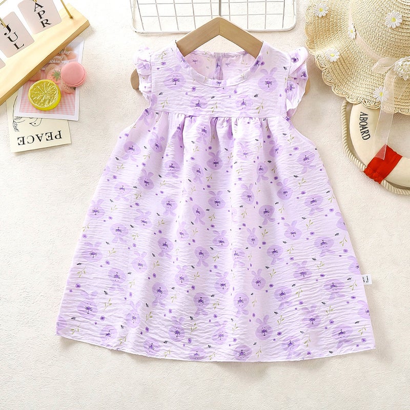 Girls' Summer Dress National Style Flower A- Word Style Foreign Style Princess Pengpeng Children'S Dress Floral Mid-Child Class A Heavy Dress - Image 5