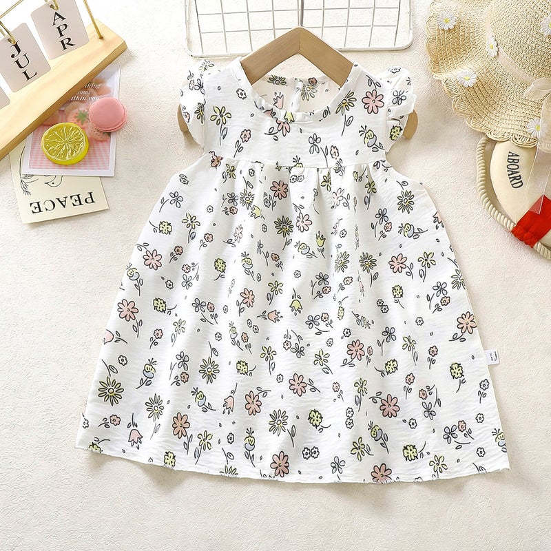 Girls' Summer Dress National Style Flower A- Word Style Foreign Style Princess Pengpeng Children'S Dress Floral Mid-Child Class A Heavy Dress - Image 3