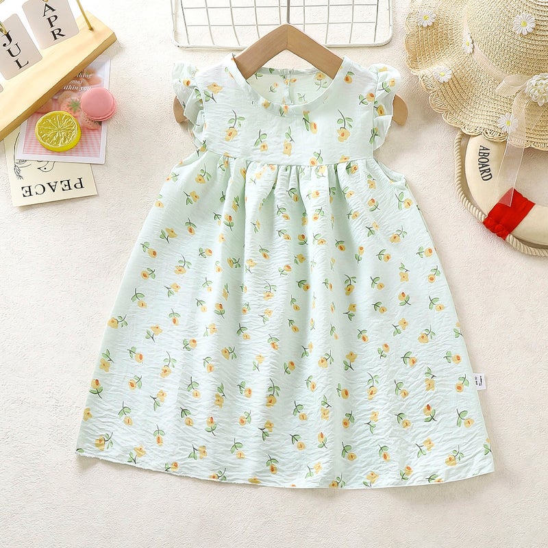 Girls' Summer Dress National Style Flower A- Word Style Foreign Style Princess Pengpeng Children'S Dress Floral Mid-Child Class A Heavy Dress - Image 4