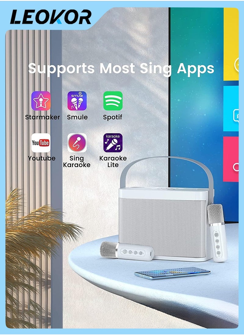 LEOKOR Karaoke Machine,with 2 Wireless Microphone,Portable Bluetooth Speaker Pro,Sound Big Audio and Rich Bass Equipped,with TF Card USB Flash Drive Sound Changing Function,5 Hours of Playtime Bluetooth  - Image 2