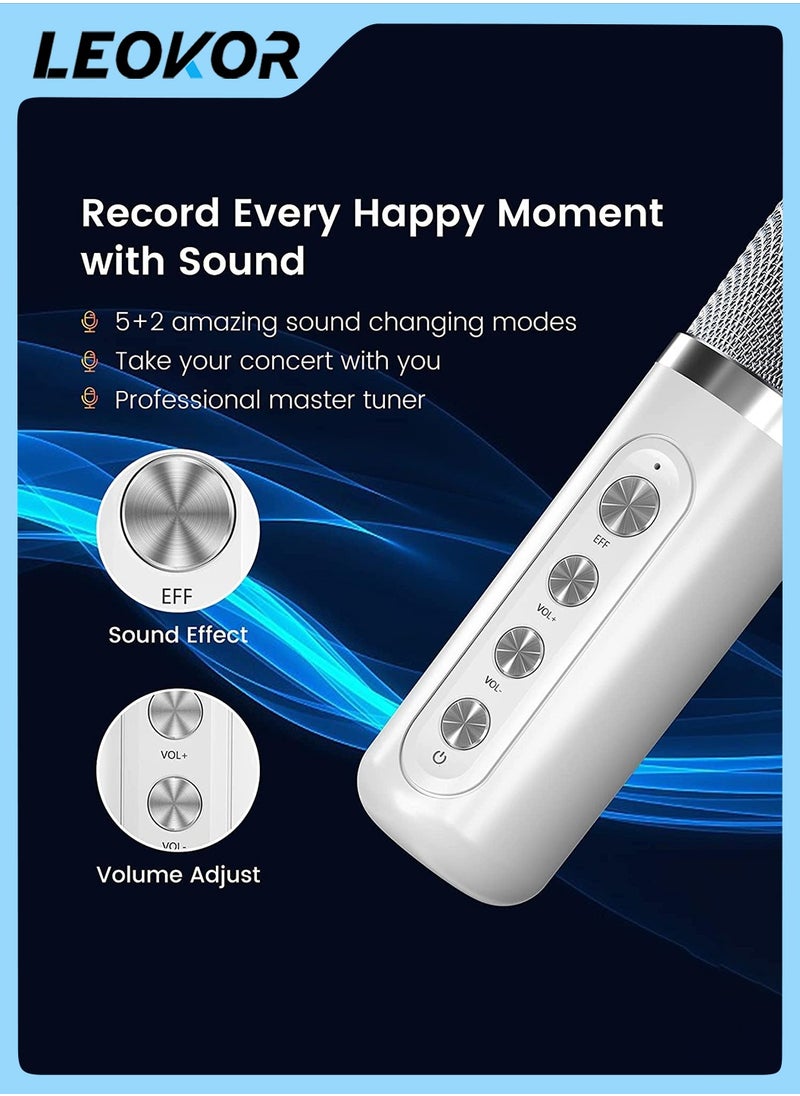 LEOKOR Karaoke Machine,with 2 Wireless Microphone,Portable Bluetooth Speaker Pro,Sound Big Audio and Rich Bass Equipped,with TF Card USB Flash Drive Sound Changing Function,5 Hours of Playtime Bluetooth  - Image 4