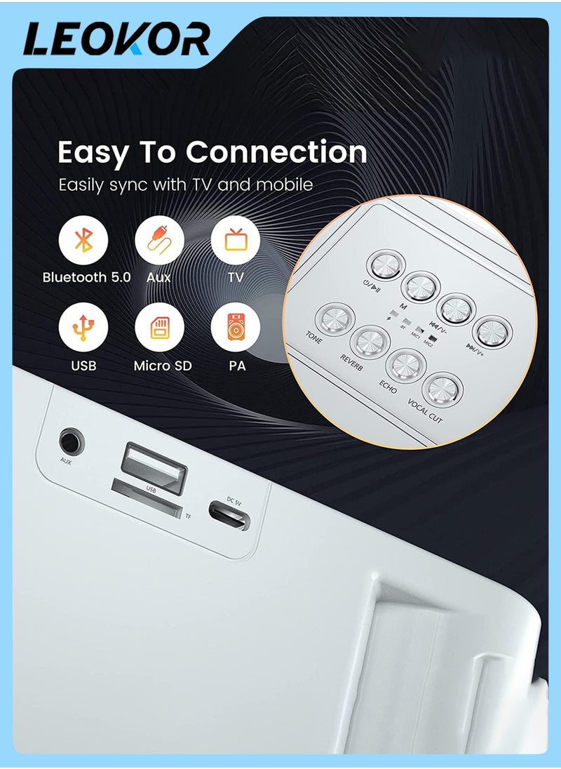 LEOKOR Karaoke Machine,with 2 Wireless Microphone,Portable Bluetooth Speaker Pro,Sound Big Audio and Rich Bass Equipped,with TF Card USB Flash Drive Sound Changing Function,5 Hours of Playtime Bluetooth  - Image 5