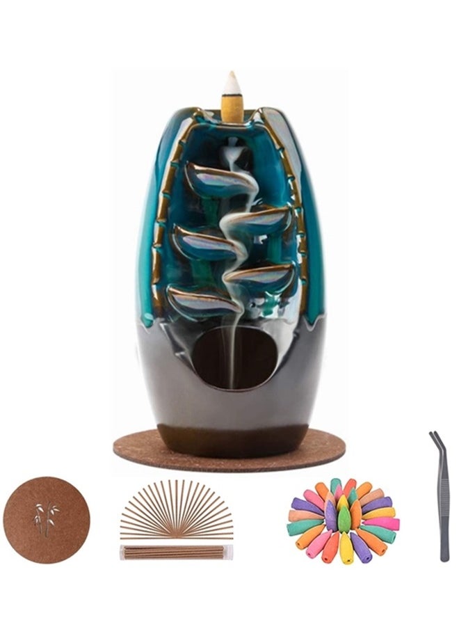 Beauenty Ceramic Waterfall Reflux Censer Set,Censer Rack,Aromatherapy Stove,Home Decor,Bedroom And Living Room Aromatherapy Decoration(large)  - Image 1