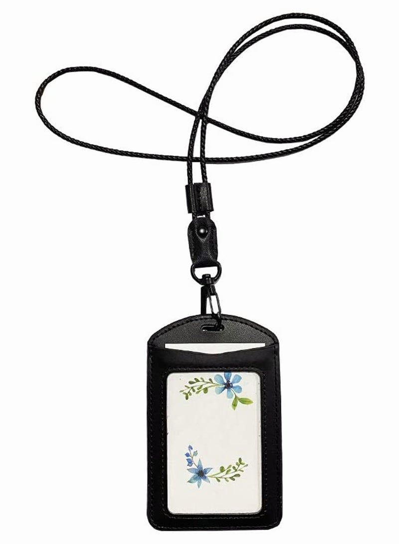 Lanyard for Key 2 Pack of Leather Lanyard Neck Strap with Strong Metal Clip for ID Card Badge Holder Keys Cell Phone Mini Notebook Uni Black 2 Lanyards - Image 3