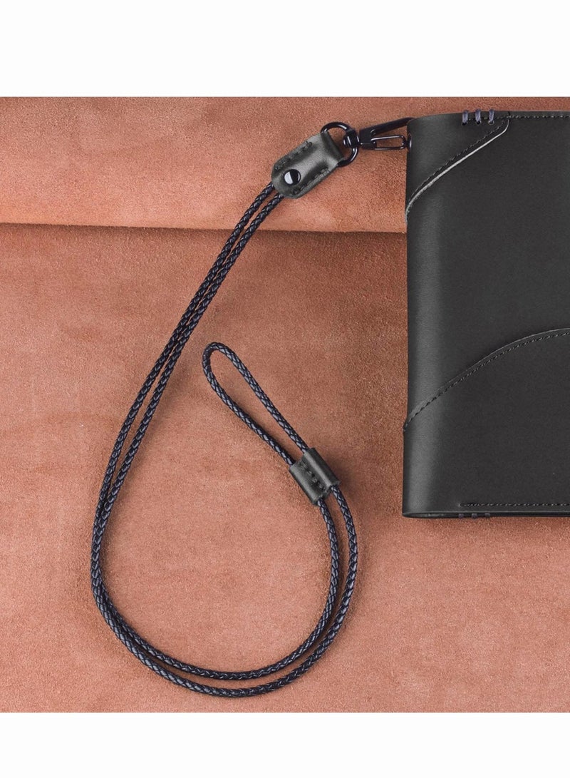 Lanyard for Key 2 Pack of Leather Lanyard Neck Strap with Strong Metal Clip for ID Card Badge Holder Keys Cell Phone Mini Notebook Uni Black 2 Lanyards - Image 4