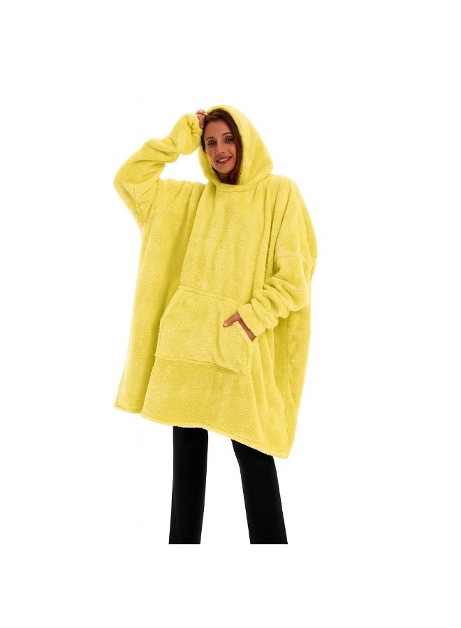 سنوز دفاية قابله للارتداء سنوز أوفر سايز مع غطاء للرأس، يلو