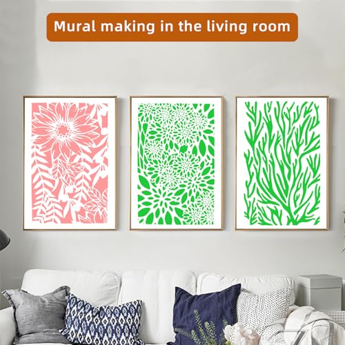 Notoke 16 PCS Stencils for Painting Mixed Stencils for Crafts Reusable, 11''×7'' Wood Grains Flower Spray Paint Stencil Texture Templates Spider Web, Layering Stencil Templates for DIY Scrapbook - Image 4