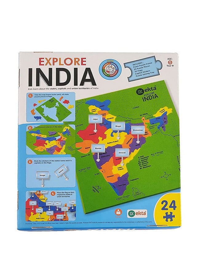 إيكتا لغز خريطة الهند من إكتا للأطفال | خريطة الهند مع عواصم الولايات | لغز خريطة من الفوم التعليمي | ألعاب ألغاز الصور المقطوعة ووسائل تعليمية للأطفال | ألعاب ألغاز من الفوم | ٢٤ قطعة - أزرق - Image 4