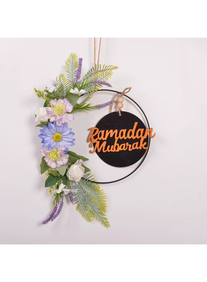 أكسلوت أكاليل زينة رمضان مبارك، إكليل رمضان، إكليل عيد مبارك رمضان، ديكور باب أمامي، أكاليل مبارك، لتزيين الجدران والنوافذ الداخلية والخارجية في المنازل الريفية - Image 1