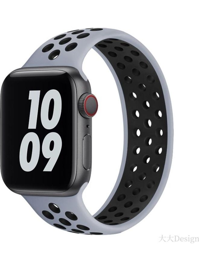 NIBEMINENT Replacement Strap For Apple Watch Series Grey/Black - Image 2