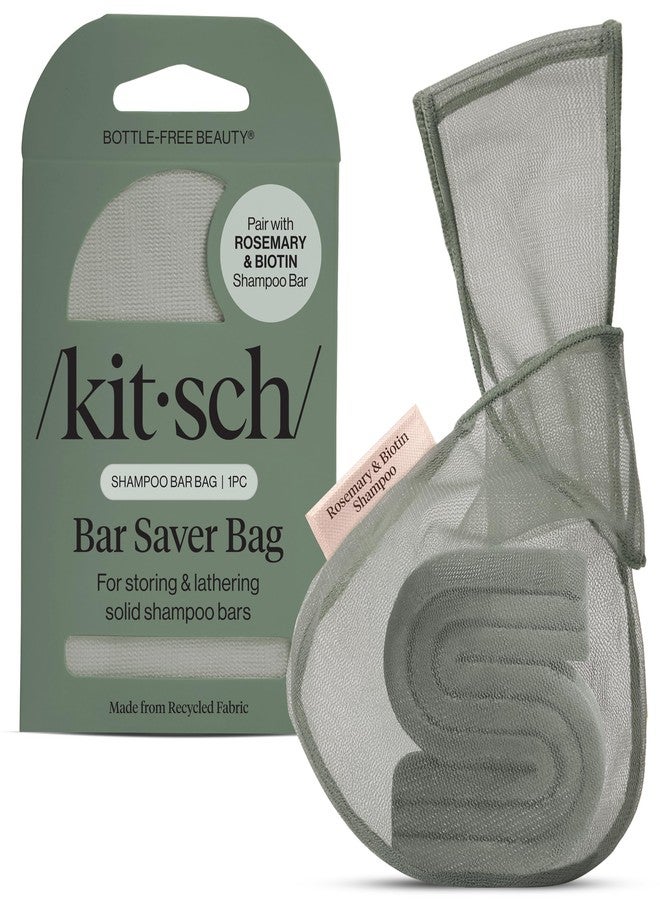 Kitsch Bar Soap Saver Pouch – Extends Use & Prevents Soggy Mess, Recycled Beauty Bar Bag & Eco-Friendly Pouch for Bars w/Tag Identifier, Patented Mesh Soap Bag for Rosemary & Biotin Shampoo Bar - Image 1