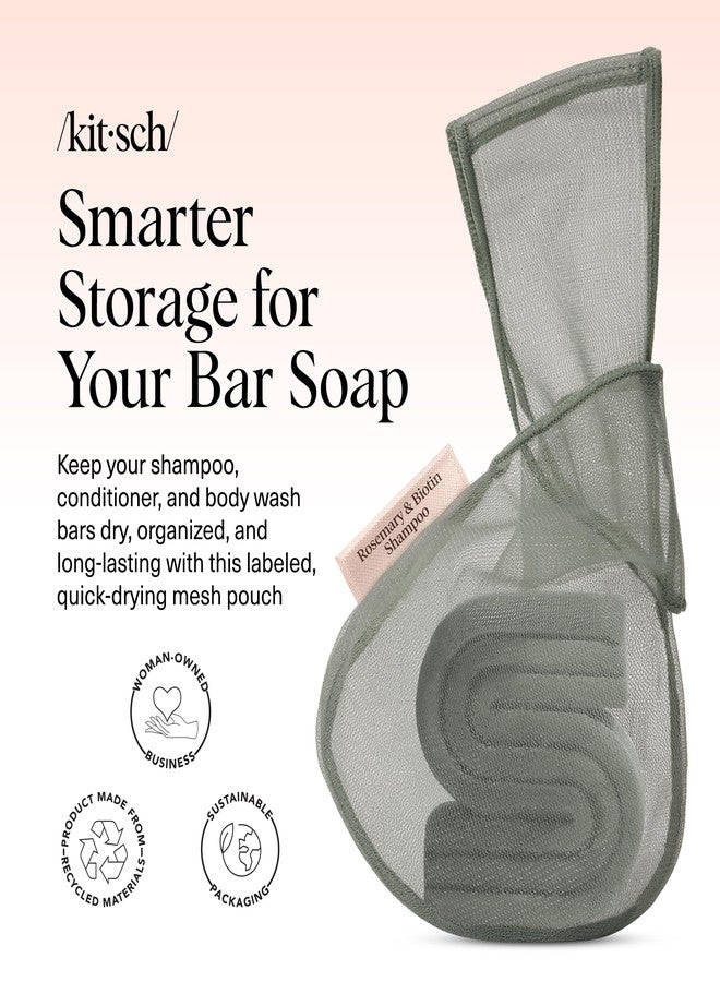 Kitsch Bar Soap Saver Pouch – Extends Use & Prevents Soggy Mess, Recycled Beauty Bar Bag & Eco-Friendly Pouch for Bars w/Tag Identifier, Patented Mesh Soap Bag for Rosemary & Biotin Shampoo Bar - Image 2