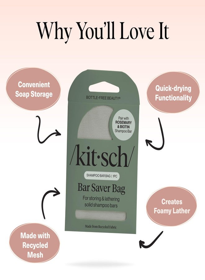 Kitsch Bar Soap Saver Pouch – Extends Use & Prevents Soggy Mess, Recycled Beauty Bar Bag & Eco-Friendly Pouch for Bars w/Tag Identifier, Patented Mesh Soap Bag for Rosemary & Biotin Shampoo Bar - Image 3