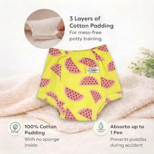 SNUGKINS Snug Potty Training Pull-up Pants for Babies/Toddlers/Kids | 100% Pure Cotton | Washable & Reusable | (Size 2, Fits 2-3 Years) | Pack of 2 - Watermelon & Whale - Image 2