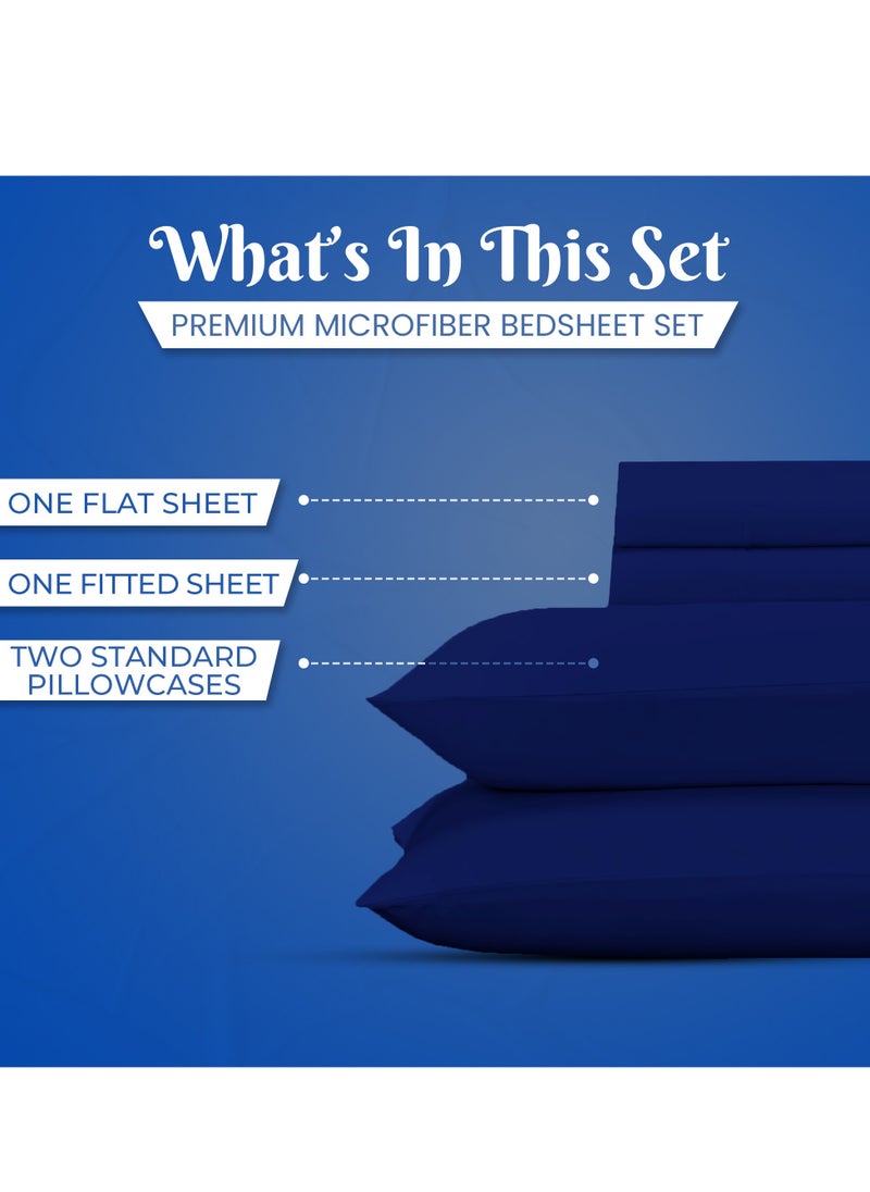 Infinitee Xclusives Premium Blue King Sheets Set - 1800 TC Series 4 Piece Bed Sheets - Soft Brushed Microfiber Fabric - 16 Inches Deep Pockets Sheets Wrinkle Free & Fade Resistant by Infinitee Xclusives  - Image 2
