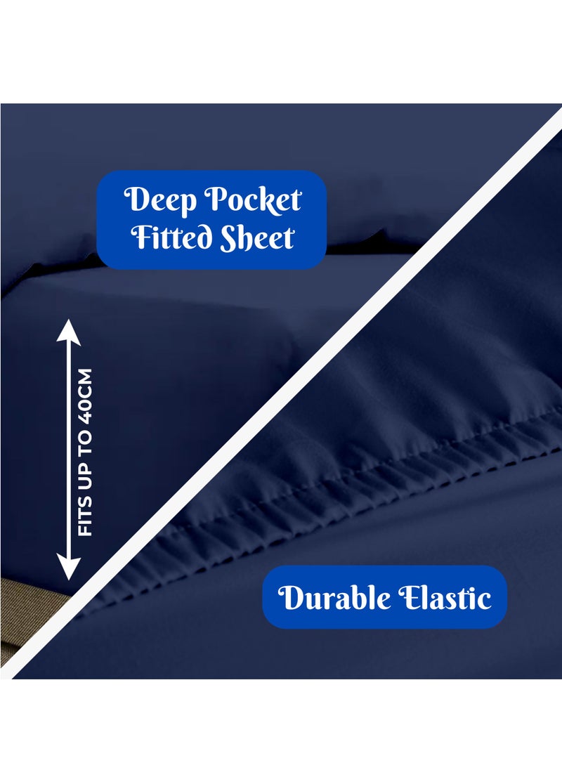 Infinitee Xclusives Premium Blue King Sheets Set - 1800 TC Series 4 Piece Bed Sheets - Soft Brushed Microfiber Fabric - 16 Inches Deep Pockets Sheets Wrinkle Free & Fade Resistant by Infinitee Xclusives  - Image 4