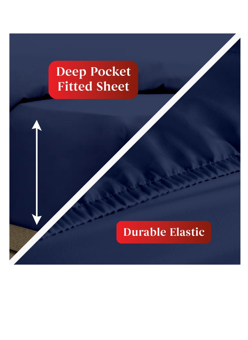Infinitee Xclusives Premium Blue King Sheets Set - 1800 TC Series 4 Piece Bed Sheets - Soft Brushed Microfiber Fabric - 16 Inches Deep Pockets Sheets Wrinkle Free & Fade Resistant by Infinitee Xclusives  - Image 4