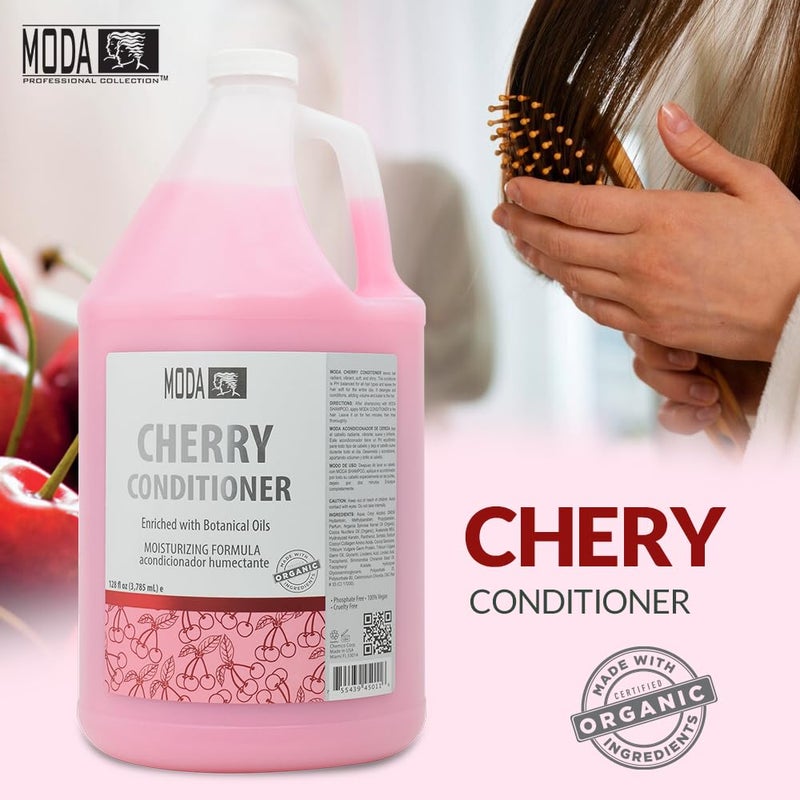 MODA - Moisturizing Conditioner for all Hair Types, Cherry, 128 Oz, Professional - Strengthens, Moisturizes, Leaves Hair Soft and Shiny, Adds Volume, Protects Color and Restore - Image 2