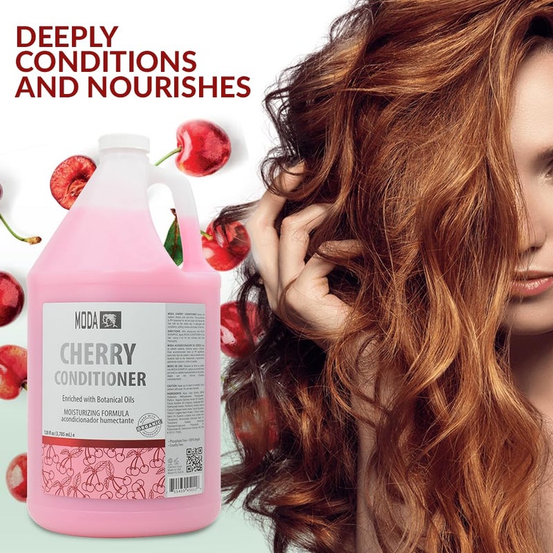MODA - Moisturizing Conditioner for all Hair Types, Cherry, 128 Oz, Professional - Strengthens, Moisturizes, Leaves Hair Soft and Shiny, Adds Volume, Protects Color and Restore - Image 3