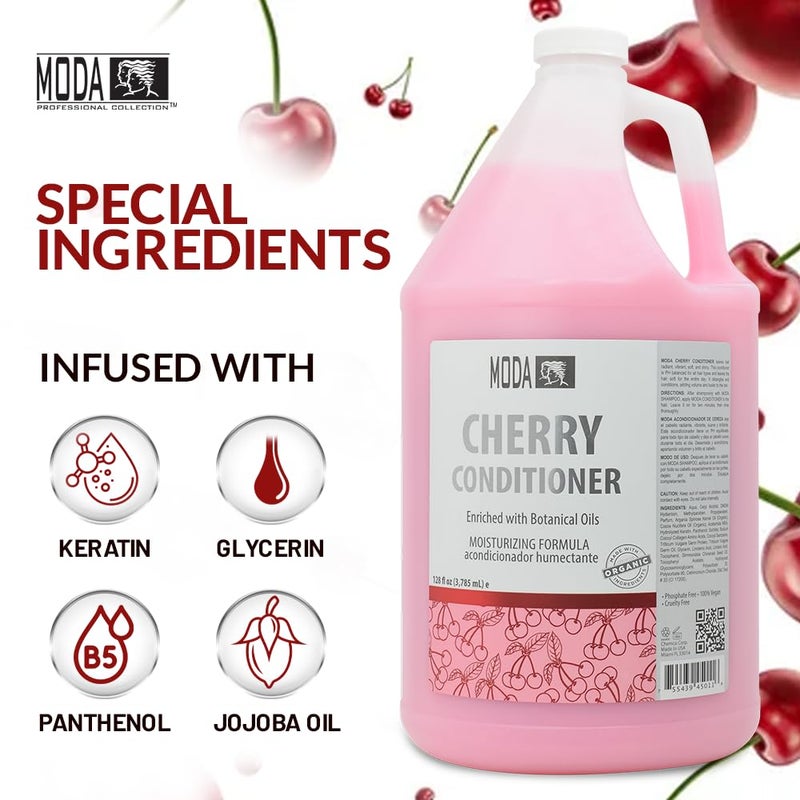 MODA - Moisturizing Conditioner for all Hair Types, Cherry, 128 Oz, Professional - Strengthens, Moisturizes, Leaves Hair Soft and Shiny, Adds Volume, Protects Color and Restore - Image 5