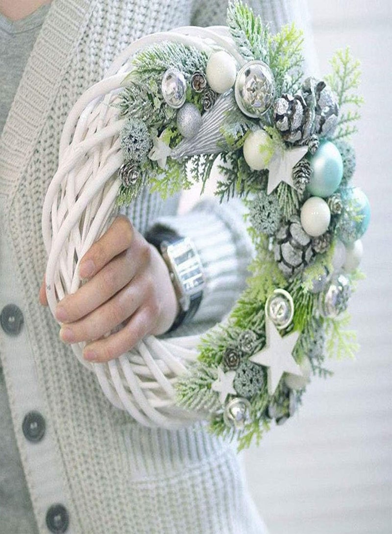 GGOOT Wicker Wreath, Natural Willow Twig Wreath Decor Christmas Rattan Vine Ring White Wicker Wreath Floral Hoop Natural 30cm Ornaments Craft Accessories for Door Wreath and Home  - Image 2