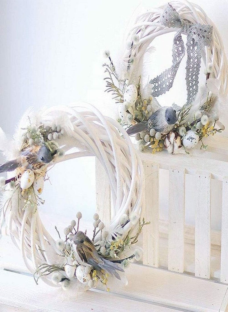 GGOOT Wicker Wreath, Natural Willow Twig Wreath Decor Christmas Rattan Vine Ring White Wicker Wreath Floral Hoop Natural 30cm Ornaments Craft Accessories for Door Wreath and Home  - Image 4