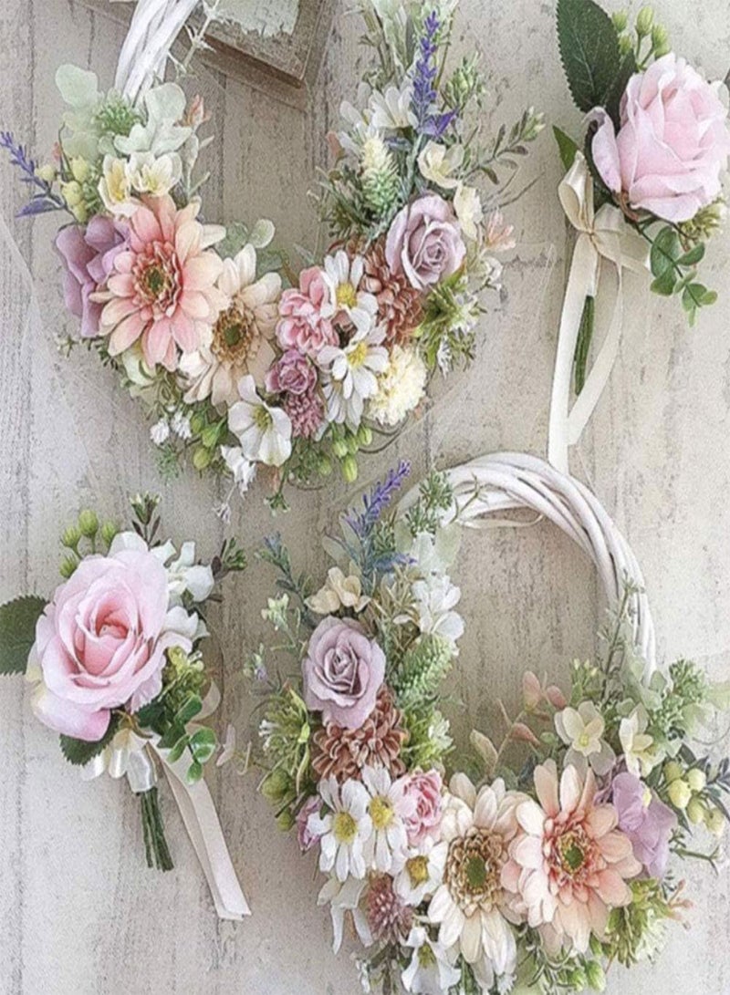 GGOOT Wicker Wreath, Natural Willow Twig Wreath Decor Christmas Rattan Vine Ring White Wicker Wreath Floral Hoop Natural 30cm Ornaments Craft Accessories for Door Wreath and Home  - Image 5