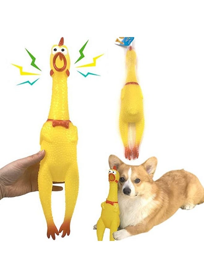 لعبة الدجاجة الصارخة المطاطية - لعبة الدجاجة الصارخة ذات الضرس القوي مقاس 15 بوصة للجراء والكلاب (عبوة من قطعة واحدة) - Image 1