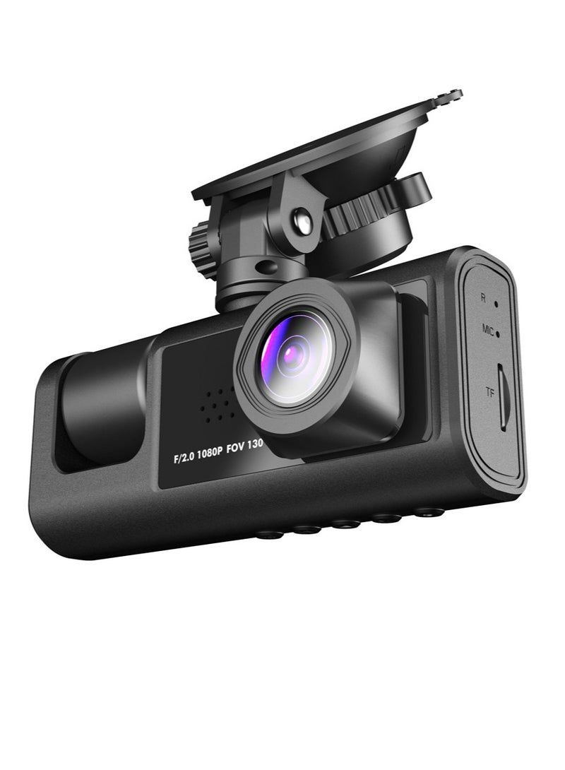 كاميرا DASH DVR 1080P مع كاميرا أمامية وخلفية وكاميرا داخلية، مسجل قيادة بشاشة 2 بوصة، دعم رؤية ليلية - Image 4