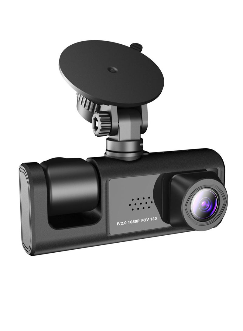 كاميرا DASH DVR 1080P مع كاميرا أمامية وخلفية وكاميرا داخلية، مسجل قيادة بشاشة 2 بوصة، دعم رؤية ليلية - Image 5