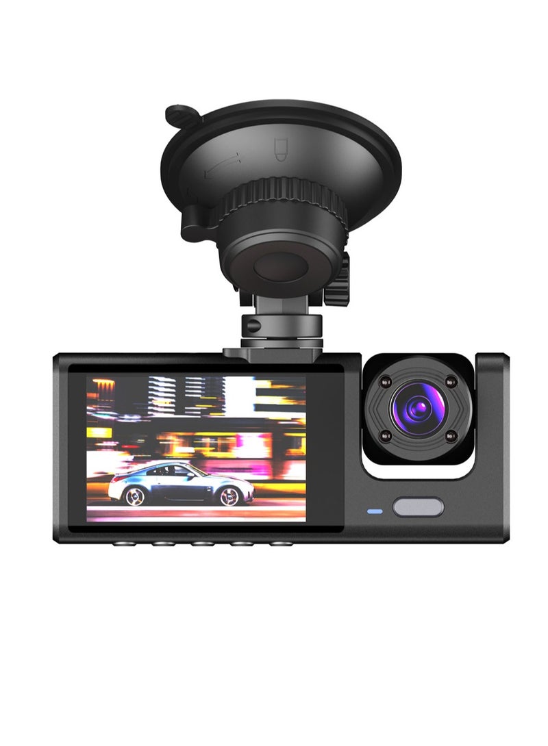 كاميرا DASH DVR 1080P مع كاميرا أمامية وخلفية وكاميرا داخلية، مسجل قيادة بشاشة 2 بوصة، دعم رؤية ليلية - Image 3