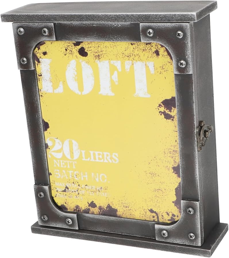 حامل مفاتيح قديم مثبت على الحائط، صندوق تخزين خشبي ريفي، ديكور مدخل المنزل - Image 2