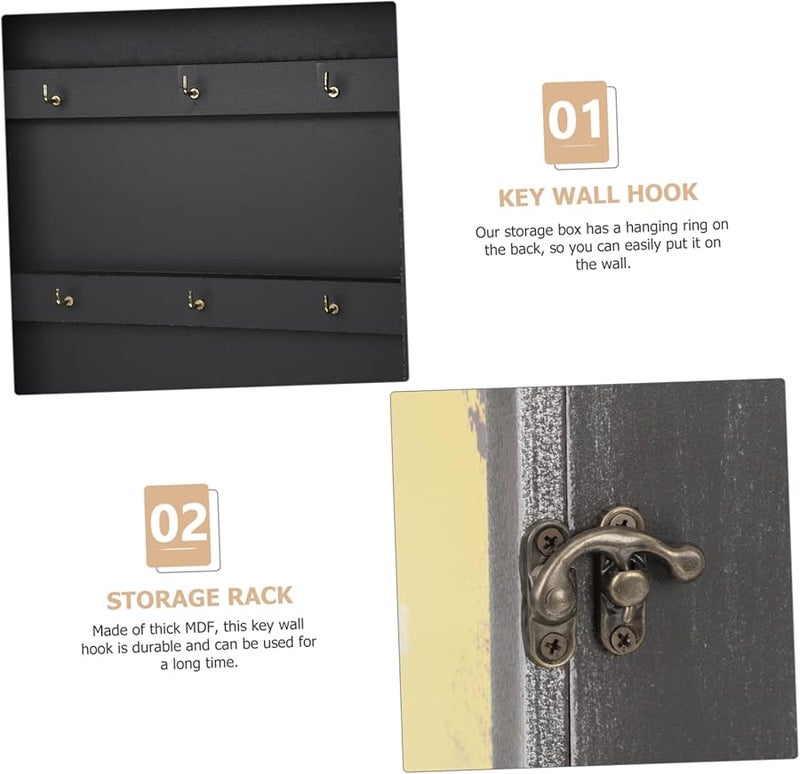 حامل مفاتيح قديم مثبت على الحائط، صندوق تخزين خشبي ريفي، ديكور مدخل المنزل - Image 5