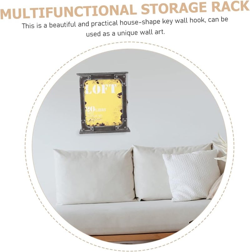 حامل مفاتيح قديم مثبت على الحائط، صندوق تخزين خشبي ريفي، ديكور مدخل المنزل - Image 4