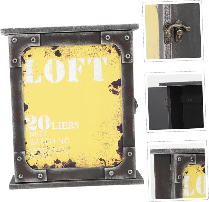 حامل مفاتيح قديم مثبت على الحائط، صندوق تخزين خشبي ريفي، ديكور مدخل المنزل - Image 3