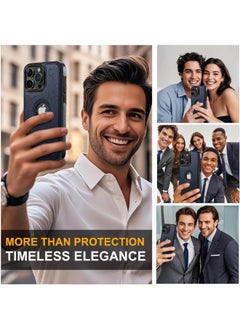 Mikki iPhone 16 Pro Cover, Vegan Leather Protective Case for iPhone 16 Pro 6.3", Luxury, Elegant and Beautiful Design Business Cover, Non-Slip Vintage Looking Perfect Leather Case Cover (Blue)  - Image 4
