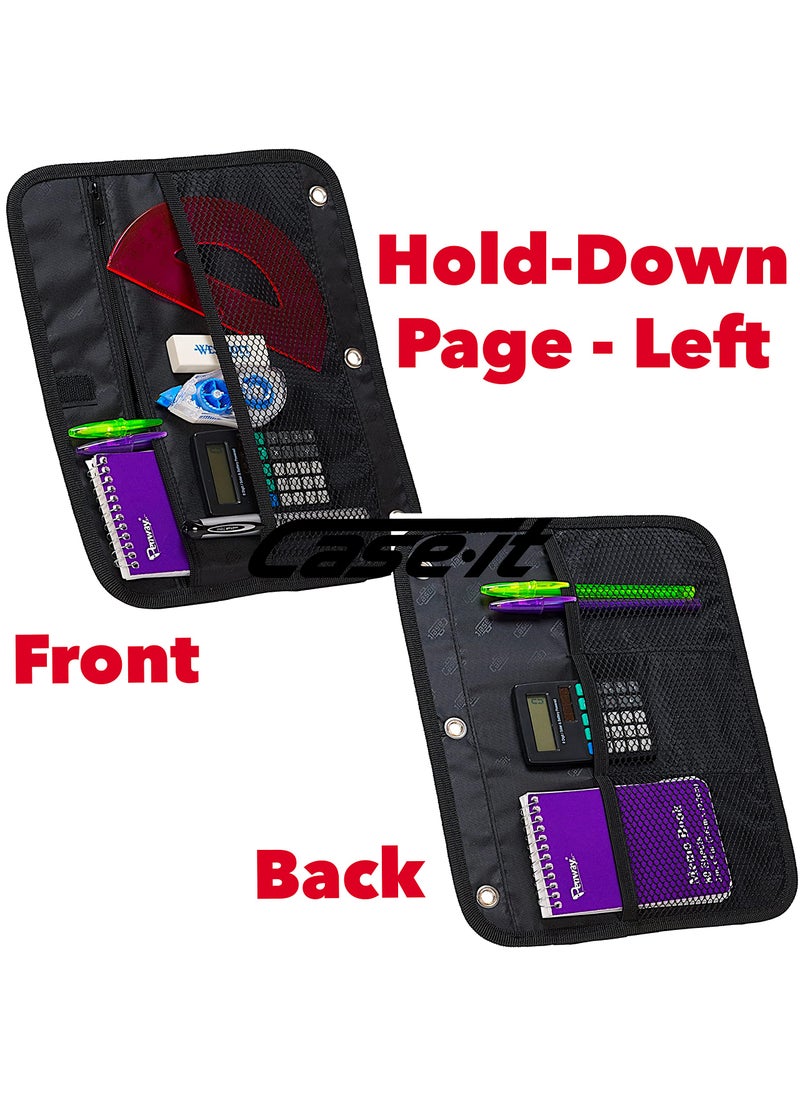Case it Case-it The Dual 2-in-1 Zipper Binder - Two 1.5 Inch D-Rings - Includes Pencil Pouch - Multiple Pockets - 600 Sheet Capacity - Comes with Shoulder Strap - Jet Black Dual-101  - Image 4