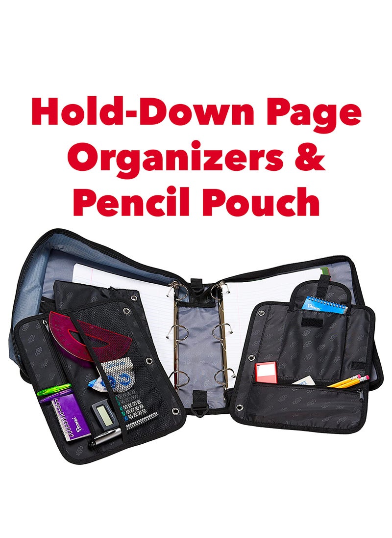 Case it Case-it The Dual 2-in-1 Zipper Binder - Two 1.5 Inch D-Rings - Includes Pencil Pouch - Multiple Pockets - 600 Sheet Capacity - Comes with Shoulder Strap - Jet Black Dual-101  - Image 3