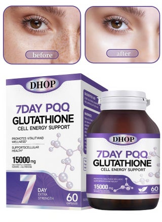 glutathione plus pqq DHOP 7-Day + Complex 15,000 mg – Cellular Energy Support, Antioxidant Shield, Vitality and Health Booster – 60 Capsules | Best Price KSA L Glutathione 13 in Fungal Infection Style:150 count (pack of 1)